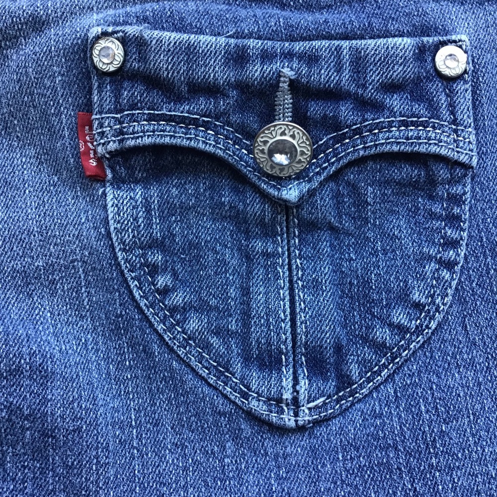 Levis Jeans Girls Sz 16 Blue Med Wash Low Rise Bling Skinny